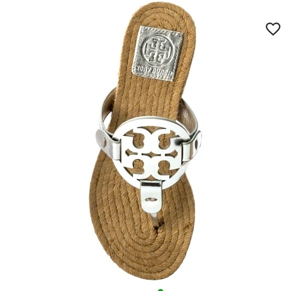 Tory Burch Shoes - Tory Birch silver espadrille Miller sandals